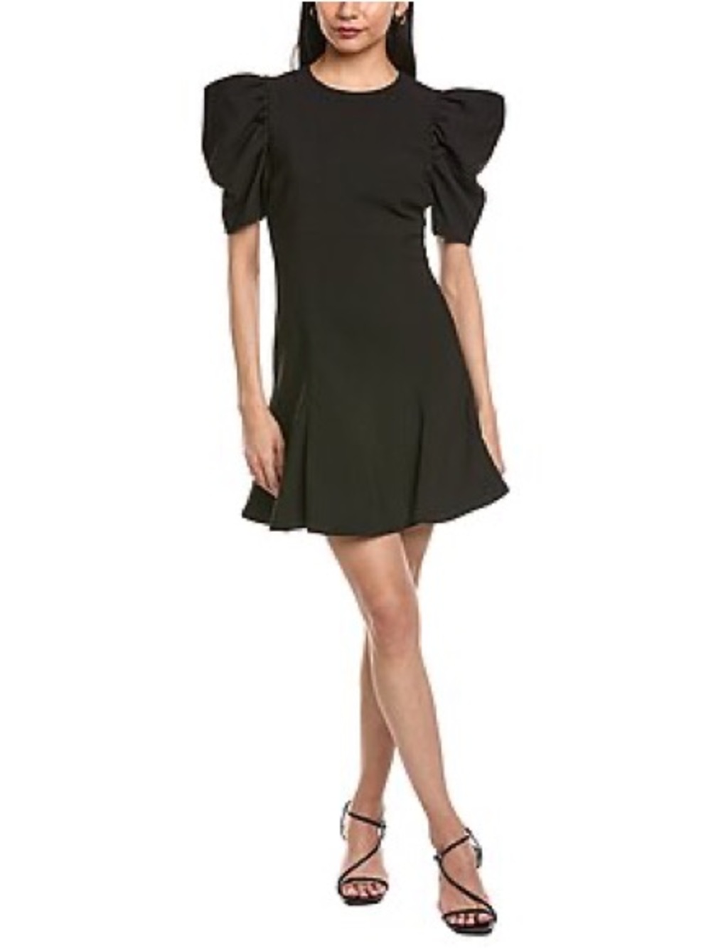 LIKELY 0 Black Alia Puff-Sleeve Fit & Flare Dress Crepe